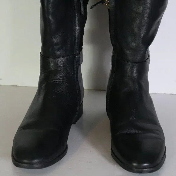 Tory Burch Marsden Over the Knee Boots Womens 7.5 Black Suede Leather Two Tone - Picture 7 of 11